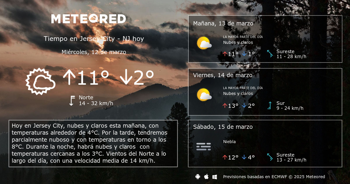 el tiempo para mañana en new jersey