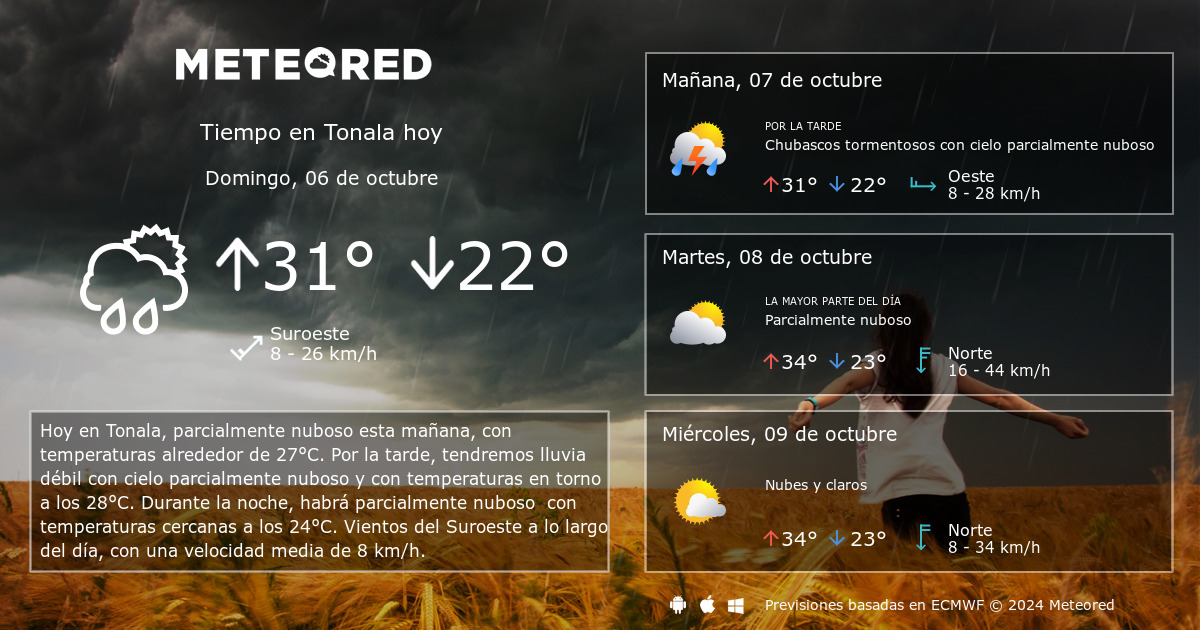 Tiempo en Tonala. Clima a 14 días - Meteored