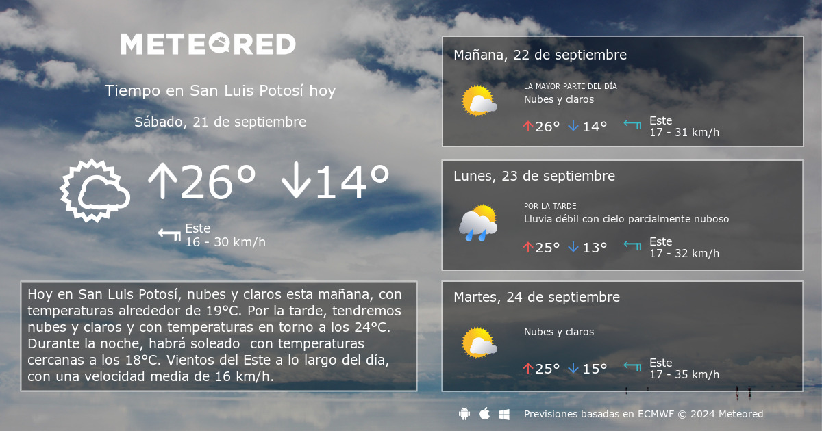 Tiempo en San Luis Potos . Clima a 14 d as Meteored