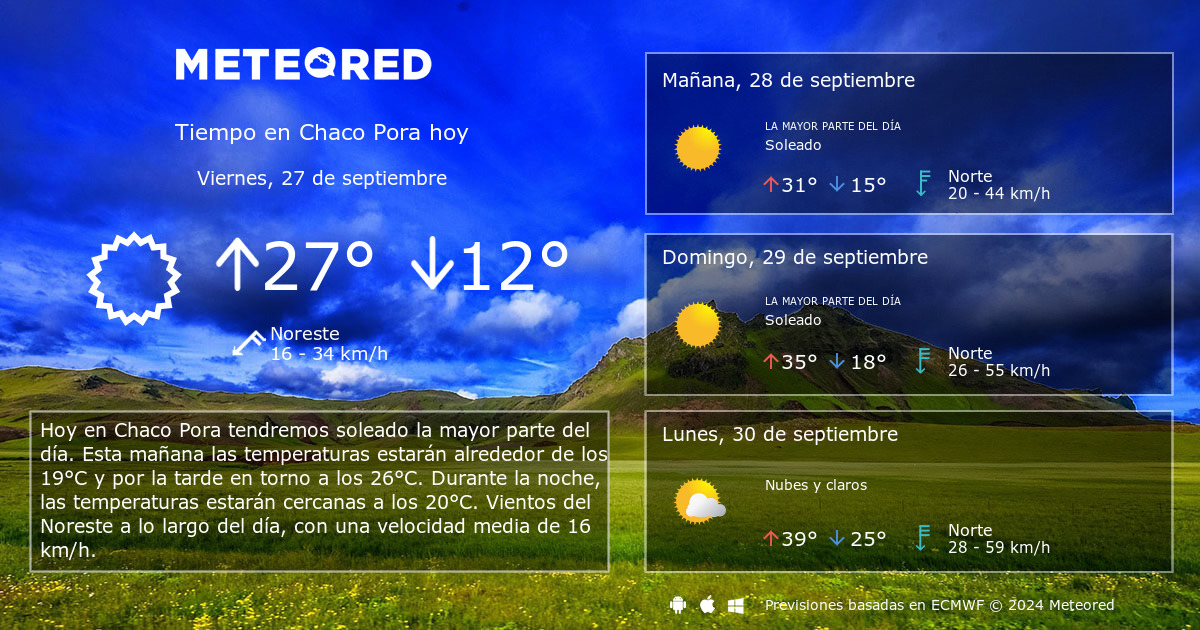 Tiempo en Chaco Pora. Clima a 14 d as Meteored